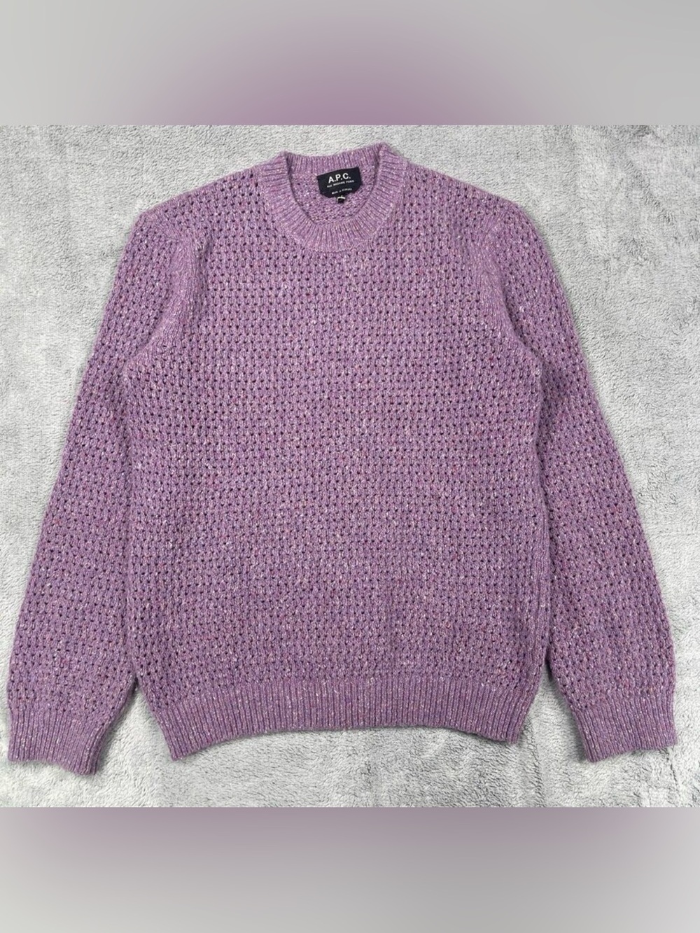 A.P.C. Sweater Womens Purple Wool Knit Crew Neck Long Sleeve Pullover size XL